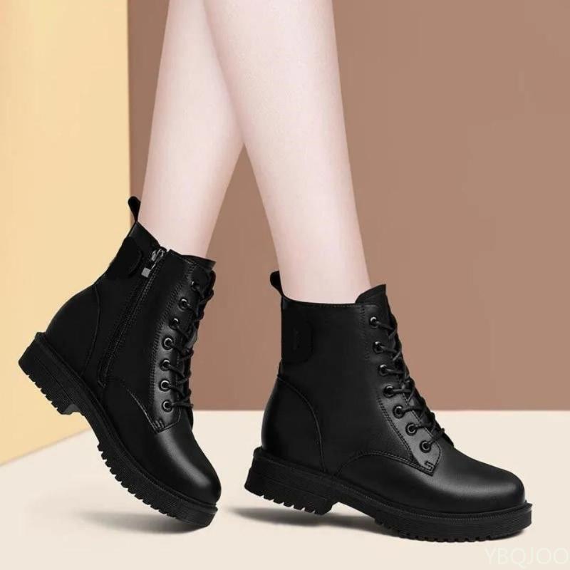 Fashionable versatile women's boots winter new Elegant simple comfortable thick square toe thick heel women short boots