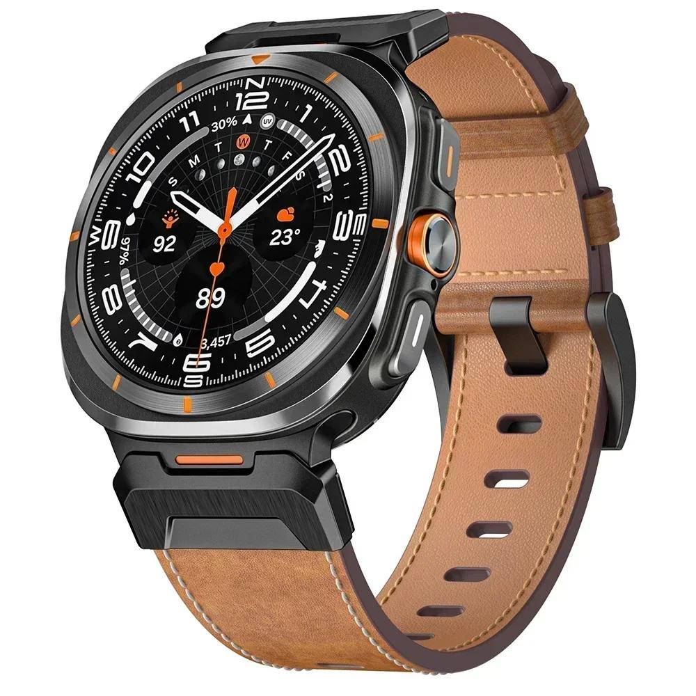 Läderarmband för Samsung Galaxy Watch Ultra 2025 2024 hästlärsrem för SAMSUNG GALAXY ULTRA 47MM klockarmband