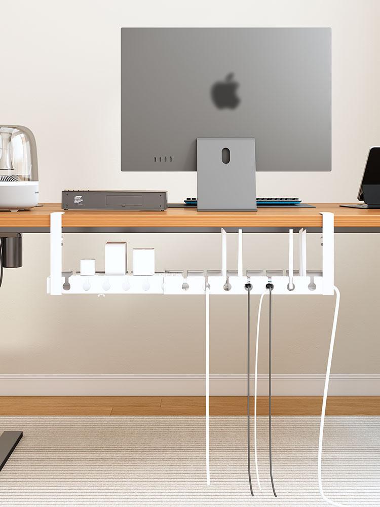 Bandeja de Gerenciamento de Cabos Sob a Mesa, Canaleta Extensível Resistente de Aço para Esconder Cabos Sob a Mesa, Porta-Cabos para Régua de Energia Gerenciamento de Fios