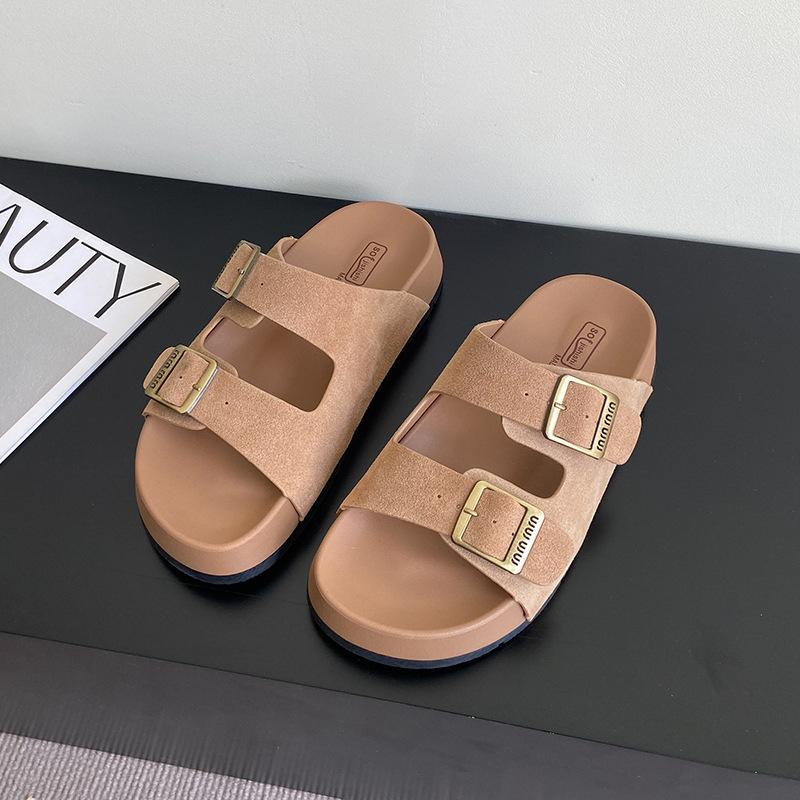 Thick-soled slippers women's summer outer wear 2025 new versatile women's beach cool slippers