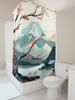 Elegant Japanese Style Shower Curtain With Mount Fuji And Cherry Blossoms - Waterproof And Durable Home Decor Essential