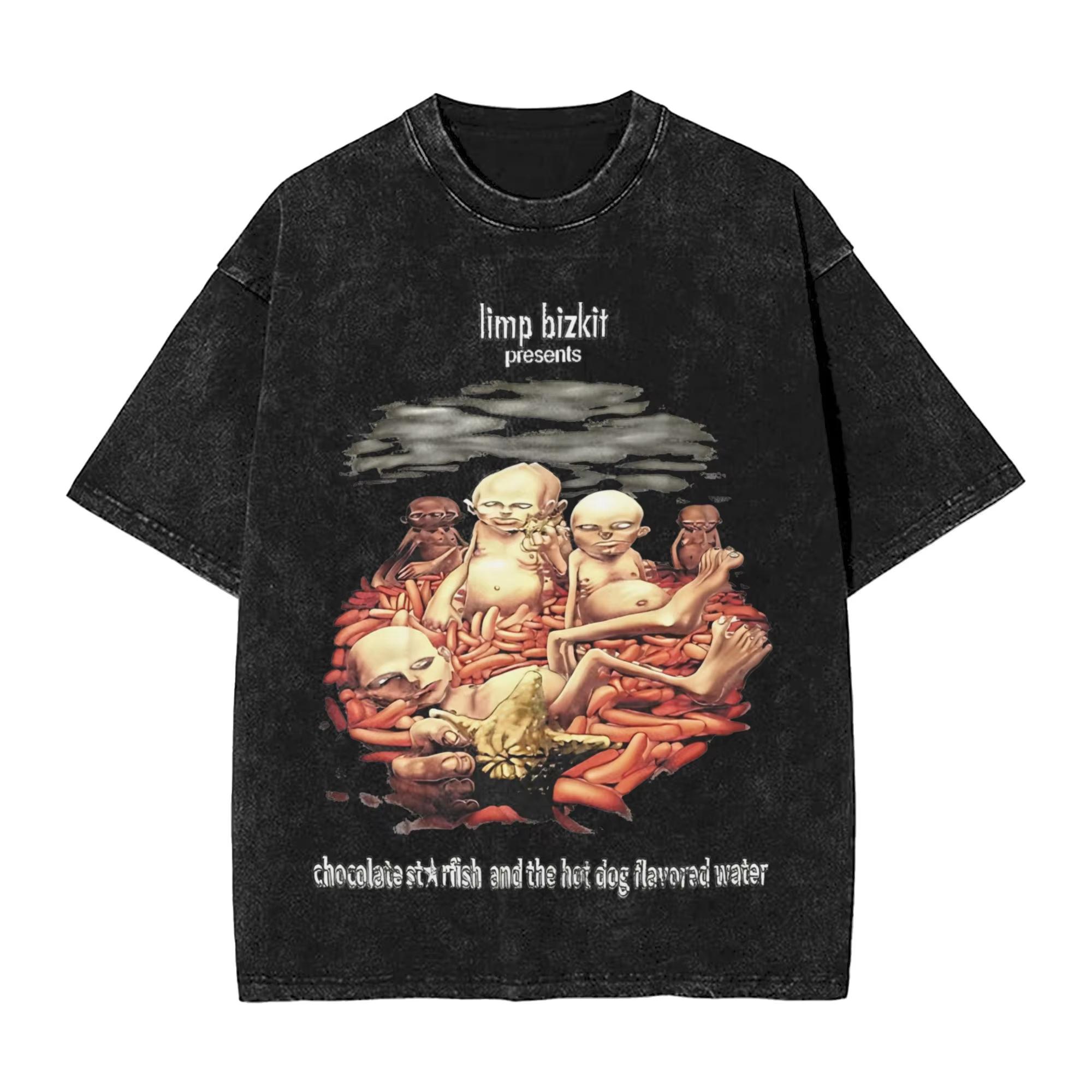 LIMP WATER Washed T-Shirt Man T Shirts Summer O Neck Tees Clothes S