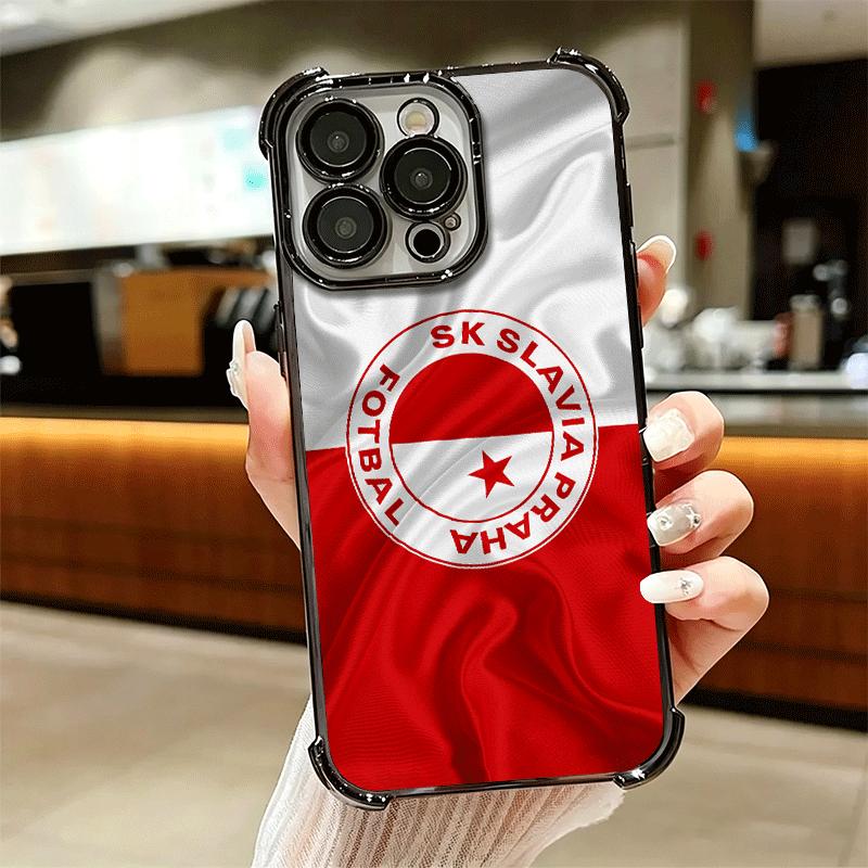 Sk Slavia Praha Czech Republic Soft Phone Case For iPhone 15 16 17 Air 14 Pro Max 16E Plus 13 12 Mini Plating Anti-Fall Fundas
