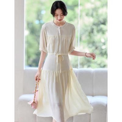 Women's Elegant Solid A-Line Chiffon Dress