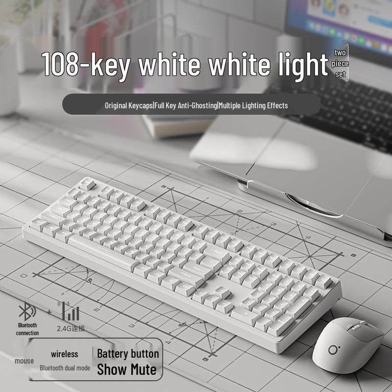 Strawberry Kitten Wireless Bluetooth Mechanical Keyboard with Universal Switches - Silent Design for Office and Gaming