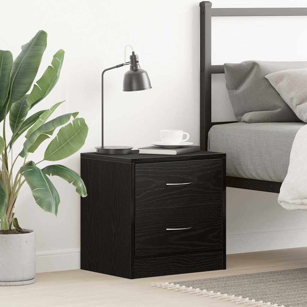 Nightstand Black Oak Effect 40 X 30 X 40 Cm Engineered Wood