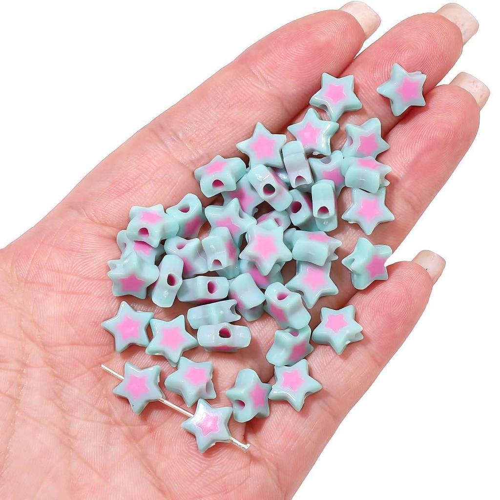 Håndlaget Armbånd Perler Akryl Tofargede Perler Pentagram Løse Perler Håndperlede Perler Halskjede Håndlaget DIY Perlehalskjede Smykketilbehør