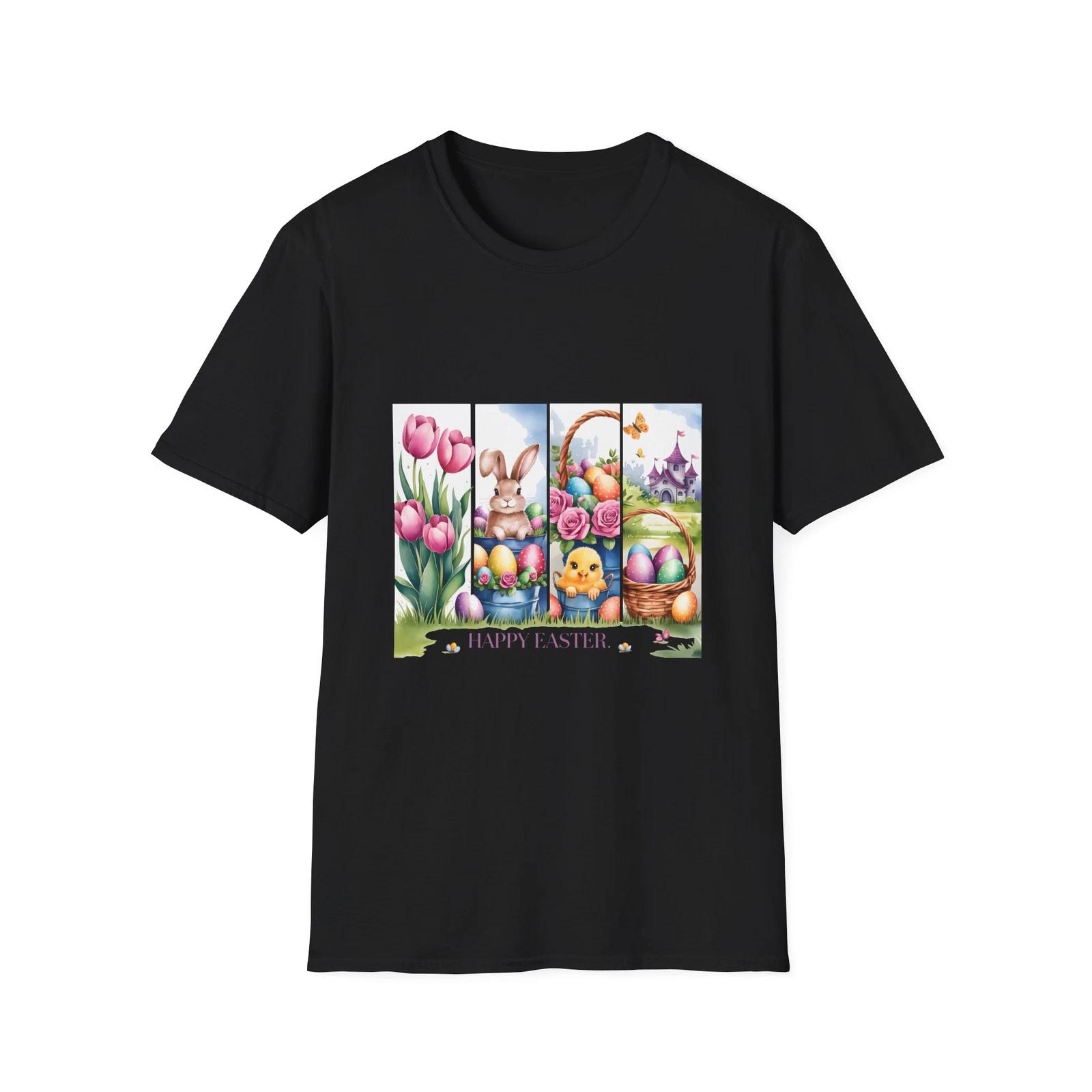 

Happy Easter Unisex Softstyle T-Shirt, Spring Tees, Bunny Shirt, Easter 3XL