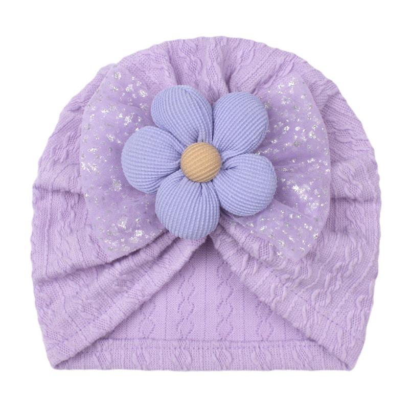 Spring new children's hats, bronzing mesh bow flower baby hats, cute baby hats