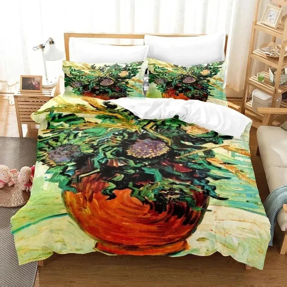 Luxury New 3D Print Van Gogh Bedding Set Duvet Cover Bed Set Quilt Cover Pillowcase King Queen Size Boys Adult Bedding Set