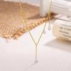 Raffinata Collana con Ciondolo a Goccia d'Acqua con Zirconi e Nappa Dorata in Argento Sterling 925