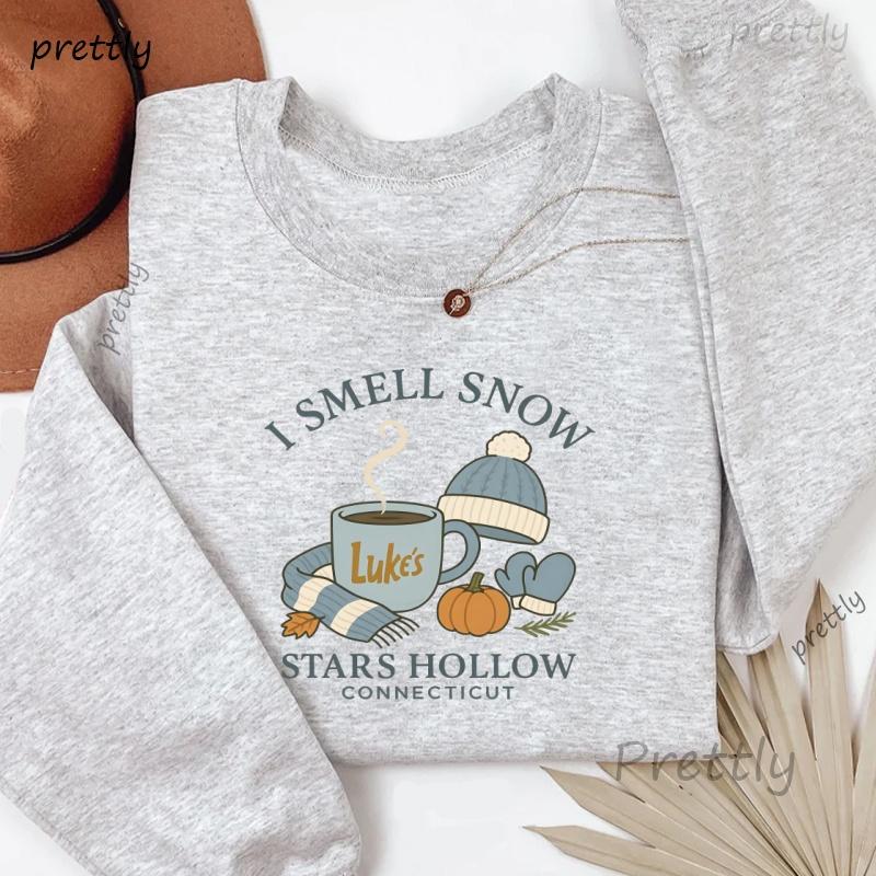 I Smell Snow Christmas Sweatshirt Women Men Christmas Cozy Pullover Crewneck Hoodies Casual Long Sleeve Holiday Sweatshirts S