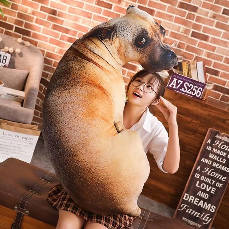 Neues weiches lebensechtes Tier-Kissen Hund Plüsch Kreatives Kissen 3D Hunde-Schlafkissen für Büro Zuhause Geburtstags-Weihnachtsgeschenke
