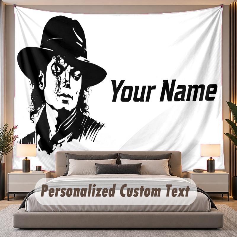 Custom Name Text Tapestry Michael Jackson Personalized Polyester Wall Tapestry For Bedroom And Room
