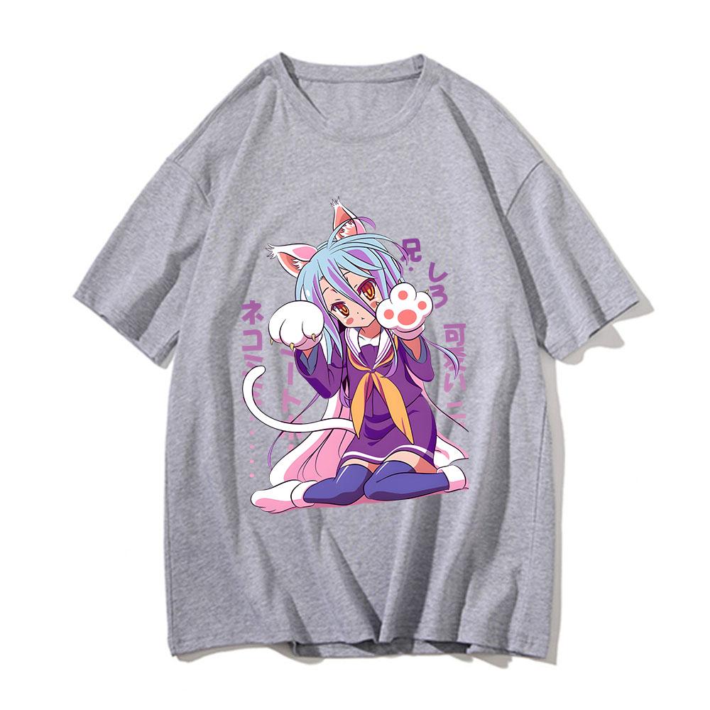 No Game No Life Shirts Manga/Comic 100% Cotton Short Sleeve T Shirts Female/Male Simple Painting Kawaii/Cute Four Seasons O-Neck
