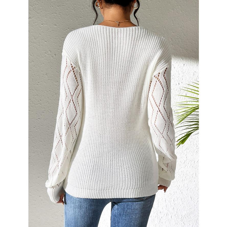 YYFS Maglioni a maniche lunghe con scollo a V, stampati in tinta unita, casual, autunno inverno, da donna