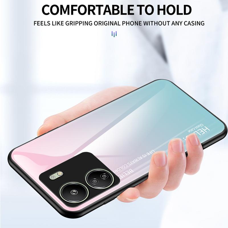 

For Xiaomi Redmi 13C 4G/Poco C65 4G Tempered Glass Case Gradient Phone Cover Black