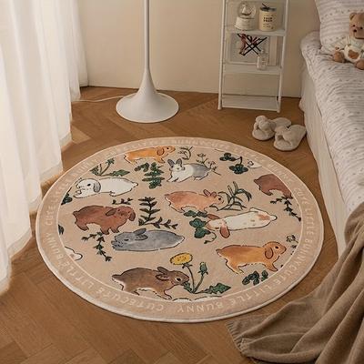 Cartoon Rabbit Design Soft Carpet Bedroom Living Room Decorative Mat Machine Washable Carpet Home Decor
