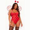 Women Bumble Bee Costume Striped Bodycon Mini Tube Dress With Wings Halloween Carnival Night Club Fancy Dress Cosplay Outfit