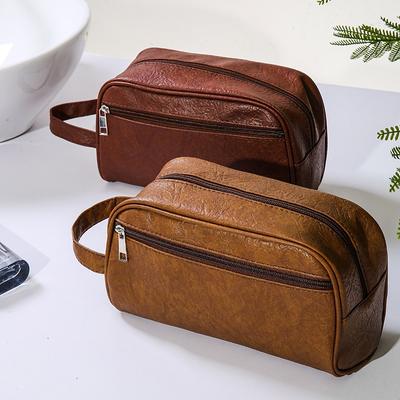 Men Business Travel Wash Toiletry Bag Waterproof PU Leather Bathroom Shaving Tools Organizer Makeup Pouch Women Cosmetic