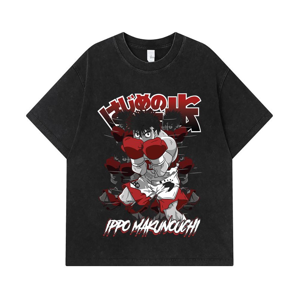 275 GSM Washed T-shirts 100% Cotton Hajime no Ippo V11 Ippo Print Unisex Heavy Cotton T Shirt