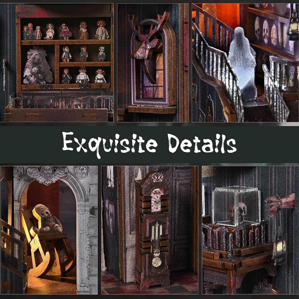 MiniCity DIY Book Nook Kit with LED Light - Miniature Dollhouse for Beginners and Teens - Home Decor and Art Collection