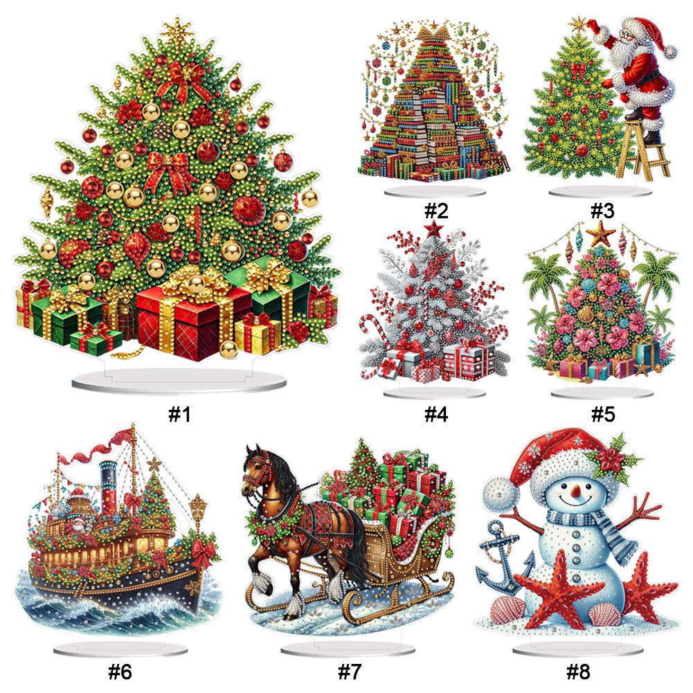 2D Flat Xmas DIY Diamond Painting Tabletop Ornaments Kit Diamond Painting Desktop Ornaments Kit for Home Office Desktop Decor
