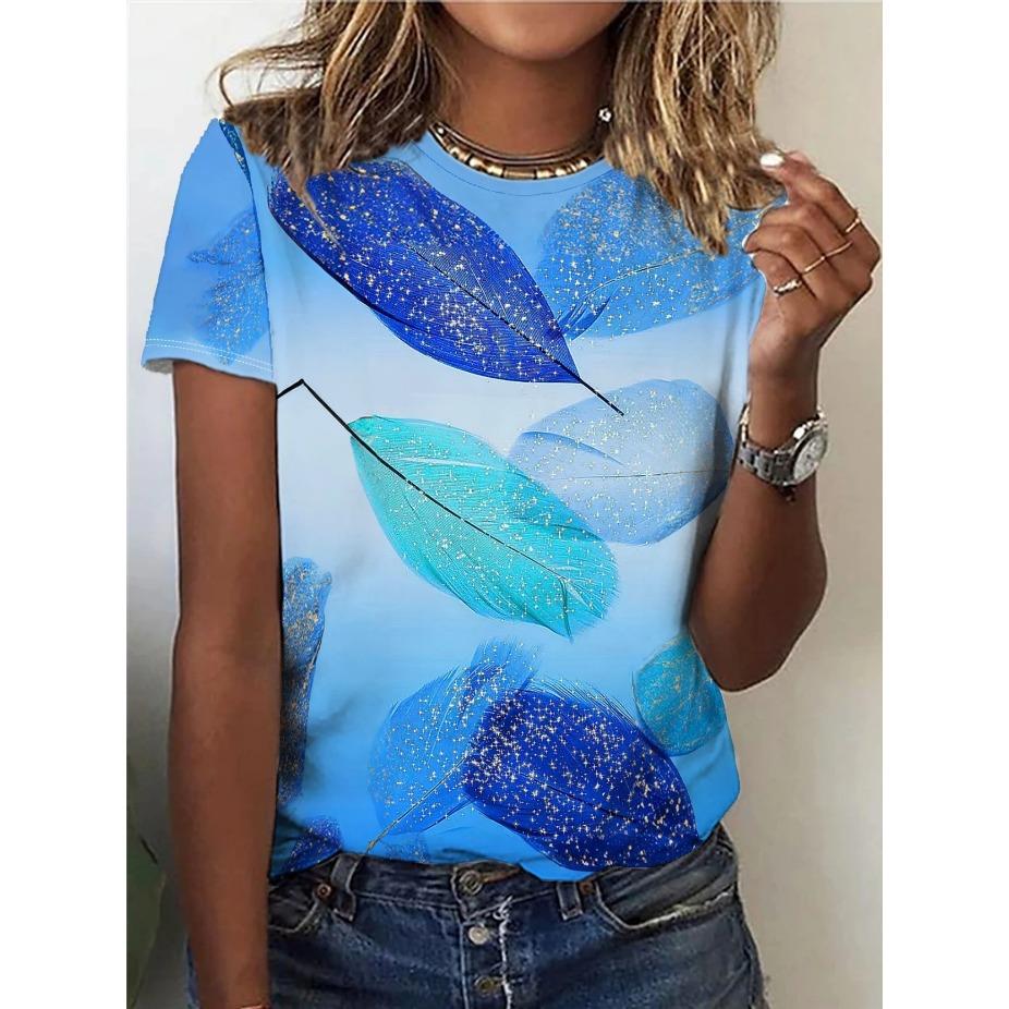 Vibrant Butterfly Print Crew Neck T-Shirt Soft Slight Stretch Polyester Regular Fit Short Sleeve Spring & Summer Womens Casual Clothing