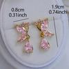 Pair Fashionable Elegant Exquisite Butterfly Bow Glass Inlaid Earrings for Women Daily Commuting Dating Gift