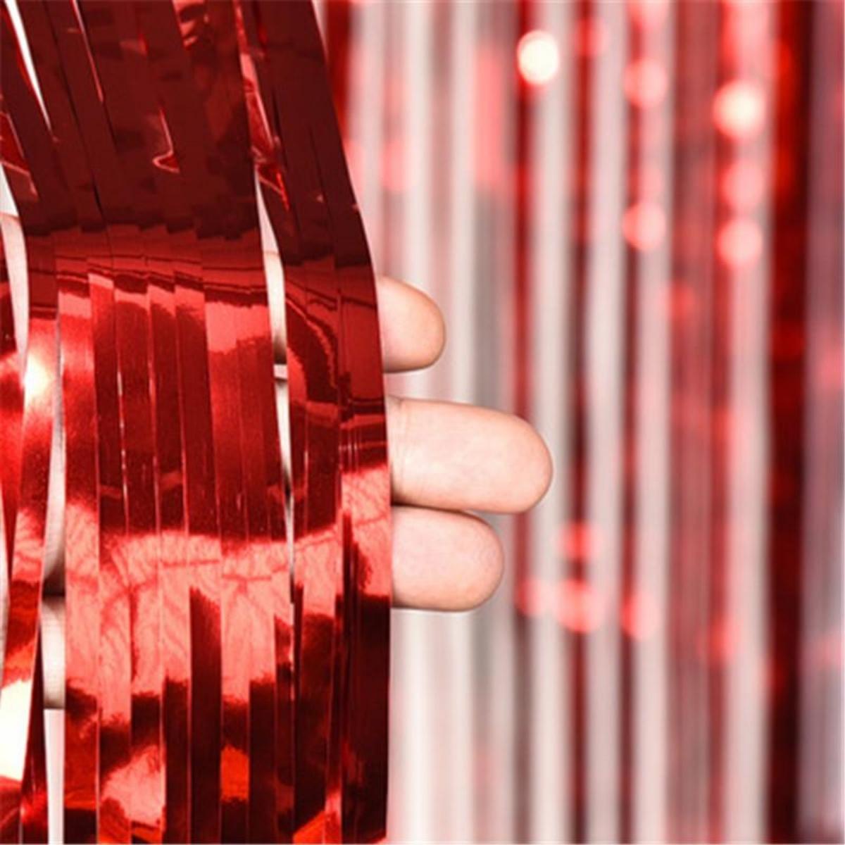 

Блестящий занавес из мишуры 1×2 метра Type B(1*2m) красный