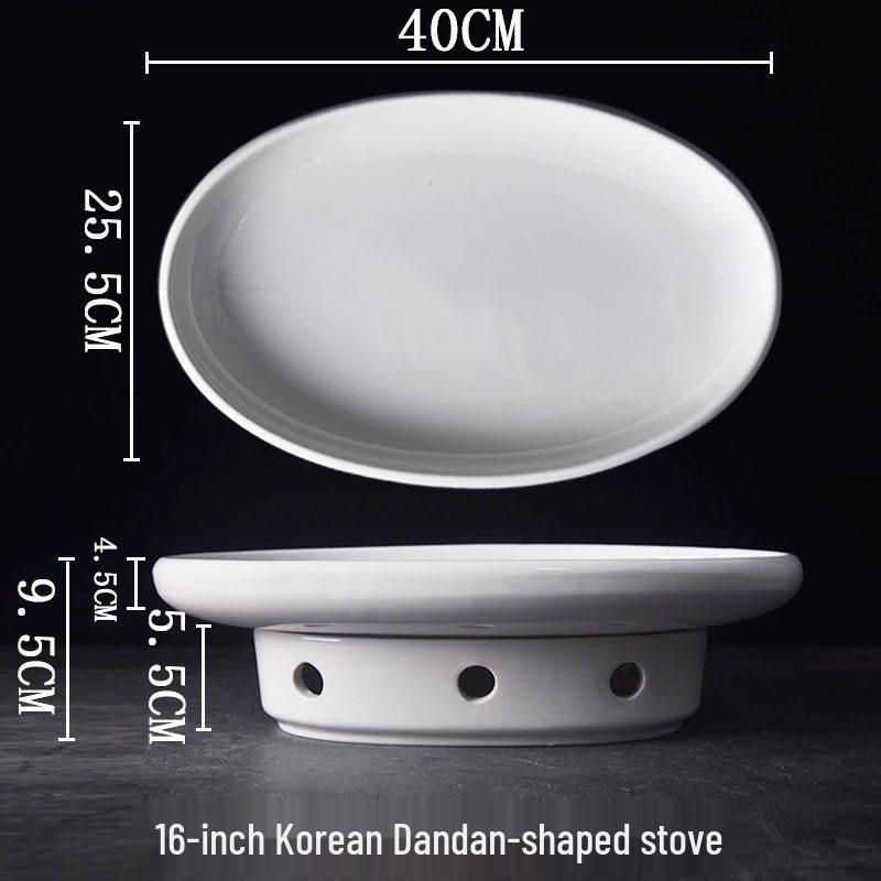 Hotel Tableware: Ceramic Oval Soup Plate with Portable Alcohol Burner for Heat Preservation