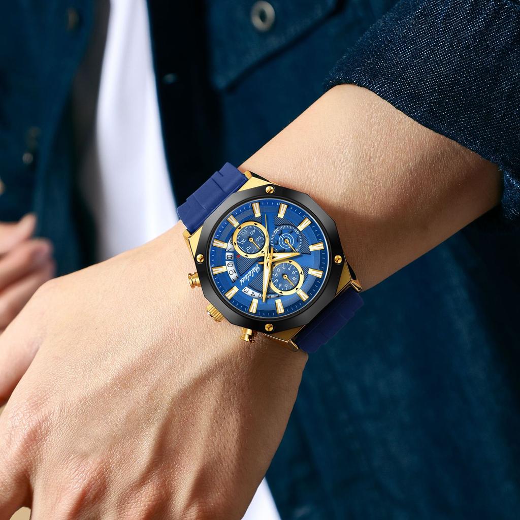 Multifunctional Quartz Men'S Watch Chronograph Silicone Strap Watch 913