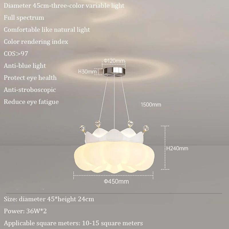 

Подвесной светильник для спальни, белый, розовый, с короной, потолочный светильник в виде цветка для девочки, ребенка, для детей, для детской комнаты принцессы, хрустальные подвесные светильники Three-color light