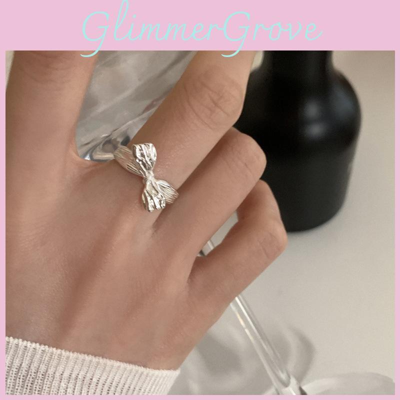 Stylish Korean Textured Knot Butterfly Knot Ring For Women With Adjustable Size And Unique Design
