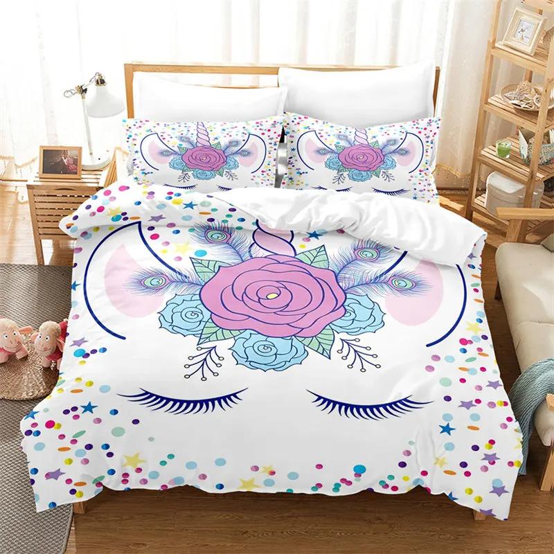 Cartoon Unicorn Duvet Cover Twin,Bohemian Floral Bedding Set Dreamy Horse Comforter Cover Princess Magical Unicorn Gift for Girl EU Single(135x200cm)