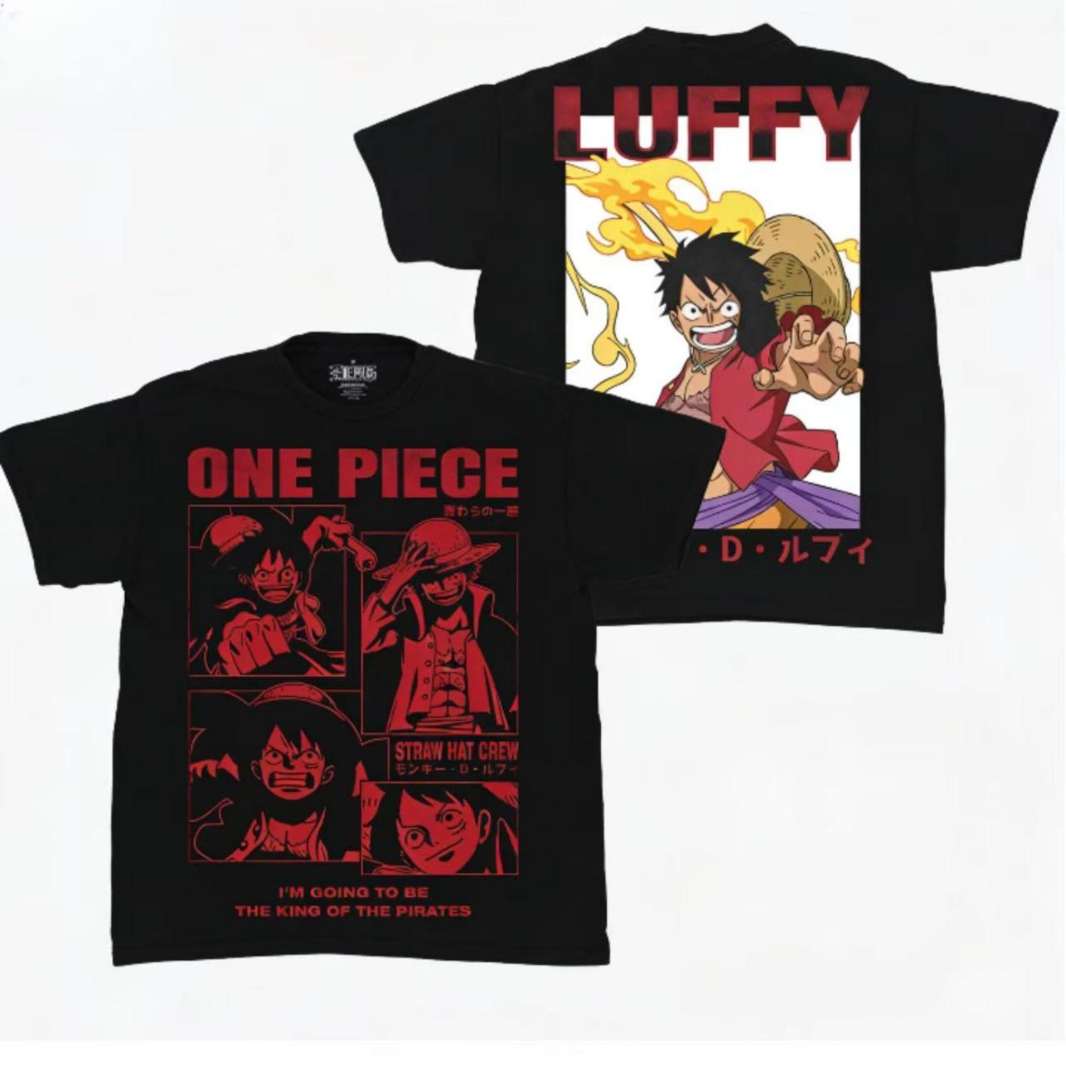 

2026 Summer 100 New Purecotton One Piece Luffy Image Anime Popular Pattern Loose Leisure Short Sleeve Tshirt Round Loose Shirt S чёрный