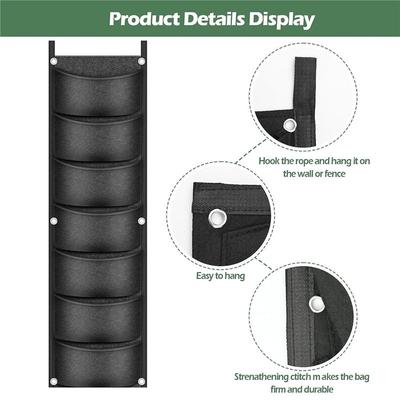 1Pc Hanging Plant Grow Bags 7 Pocket Wall Hanging Planter Vertical Flowerpot Bag Nonwoven Fabric Breathable Grow Bags