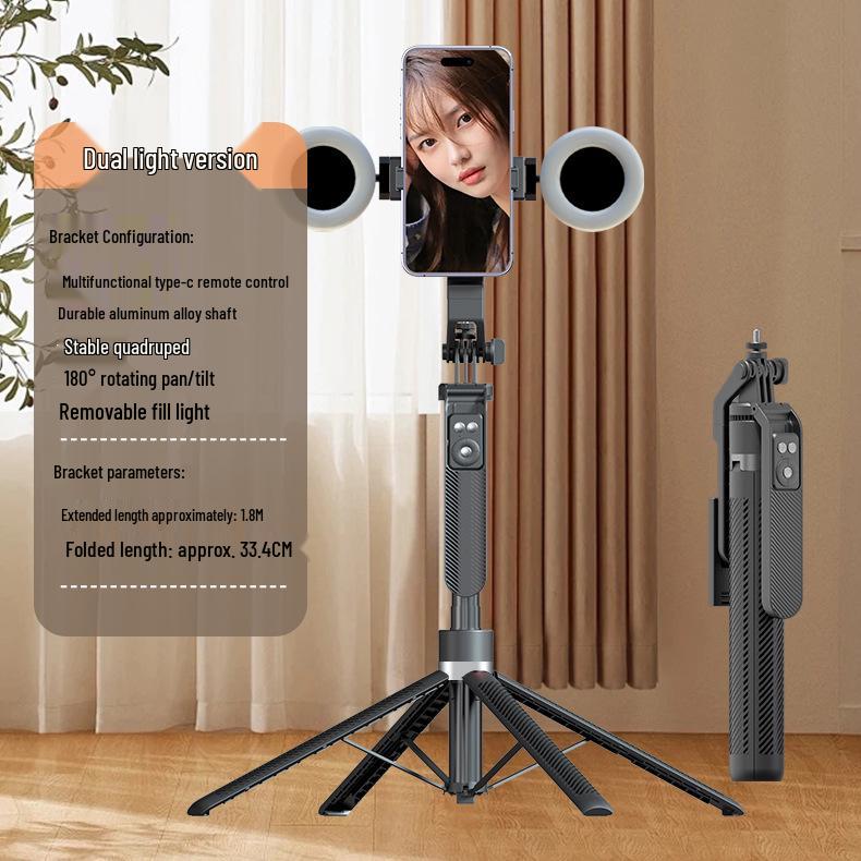 Bluetooth Selfie Stick Tripod with Remote - Portable, Retractable Phone Stand for Live Broadcasting
