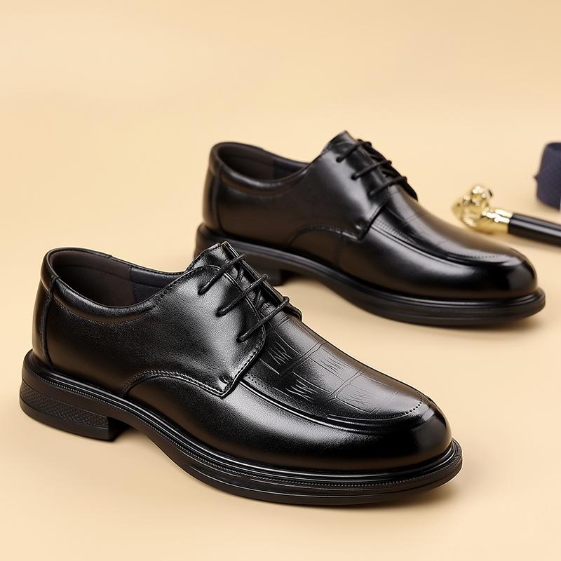 Autumn New Men's Classic Round Toe Lace-Up Wear-Resistant  Comfortable Casual Leather Shoes