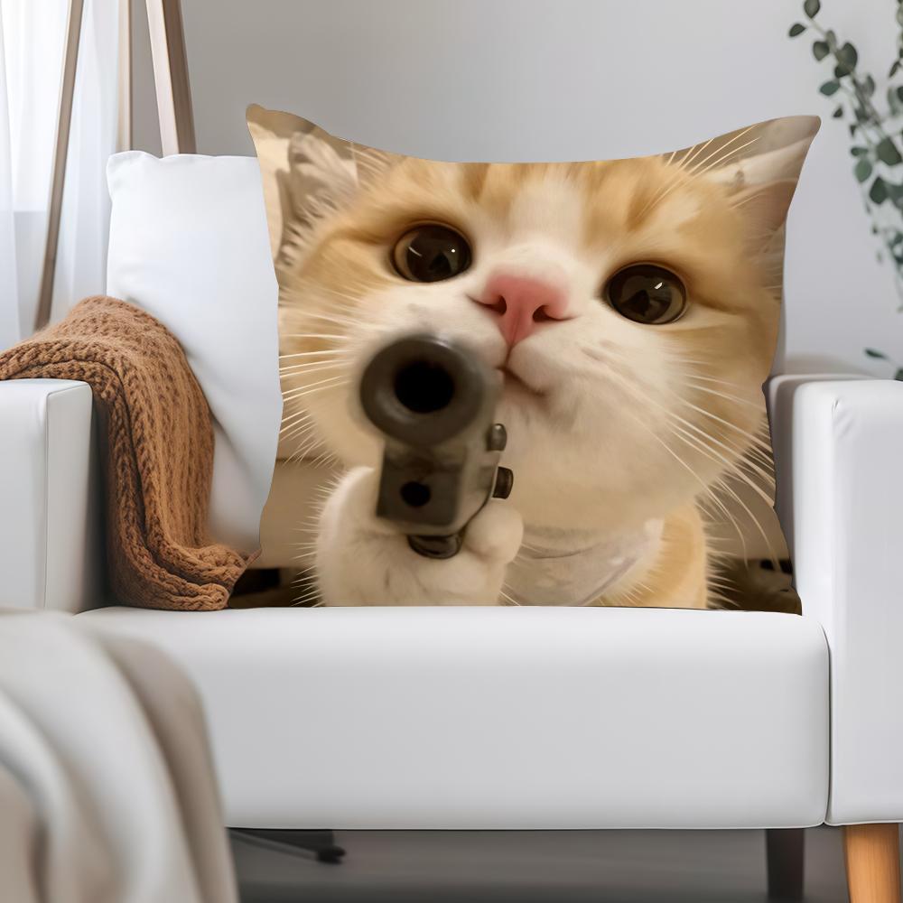 Funny Cat Cartoon Cute Pillow Case Applicable Space For Guest Rooms Interiors Cars Office House Decoration