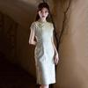 Yellow national style new Chinese Suzhou cheongsam improved young women's high sense small daily medium and long summer