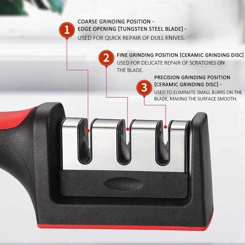 3 In 1 Knife Sharpener Household Multi-Functional Hand-Held For Professional Chefs And Home Cooks for Kitchen Countertops