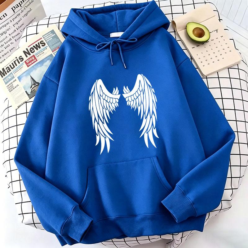Retro Wing Print Hoodies Autumn Vintage Casual Hoodies Sweatshirts Y2k Women Harajuku Hoodie Sweatshirt