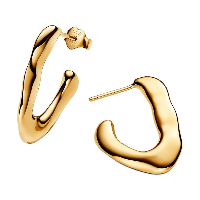 Pandora V Shape Design 14K Gold Plated Earrings Women earrings 263290C00 Box