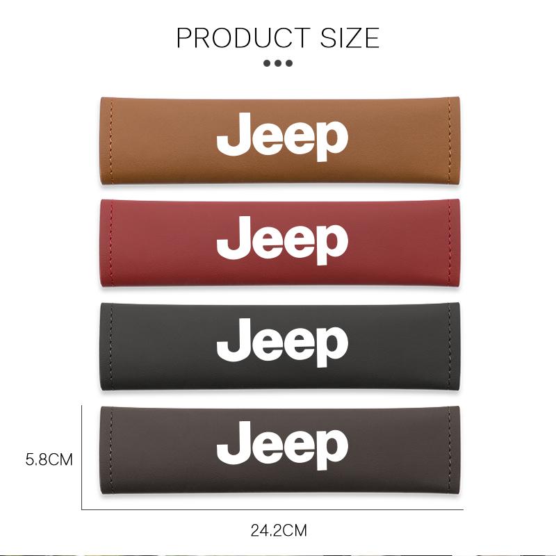 2Pcs Leather Car Seat Belt Shoulder Pad Safety Strap Cover For Jeep Grand Cherokee Wrangler JK Gladiator Compass Renegade Recon AMU1