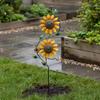 Metal Floral Yard Rotator Waterproof Paired Heads Garden Stake for Lawn, Patio