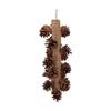 Birds Bite Toy Wooden Pine Cone Hanging Parrots Beak Grinding Toy with Metal Hook for Cage40cm