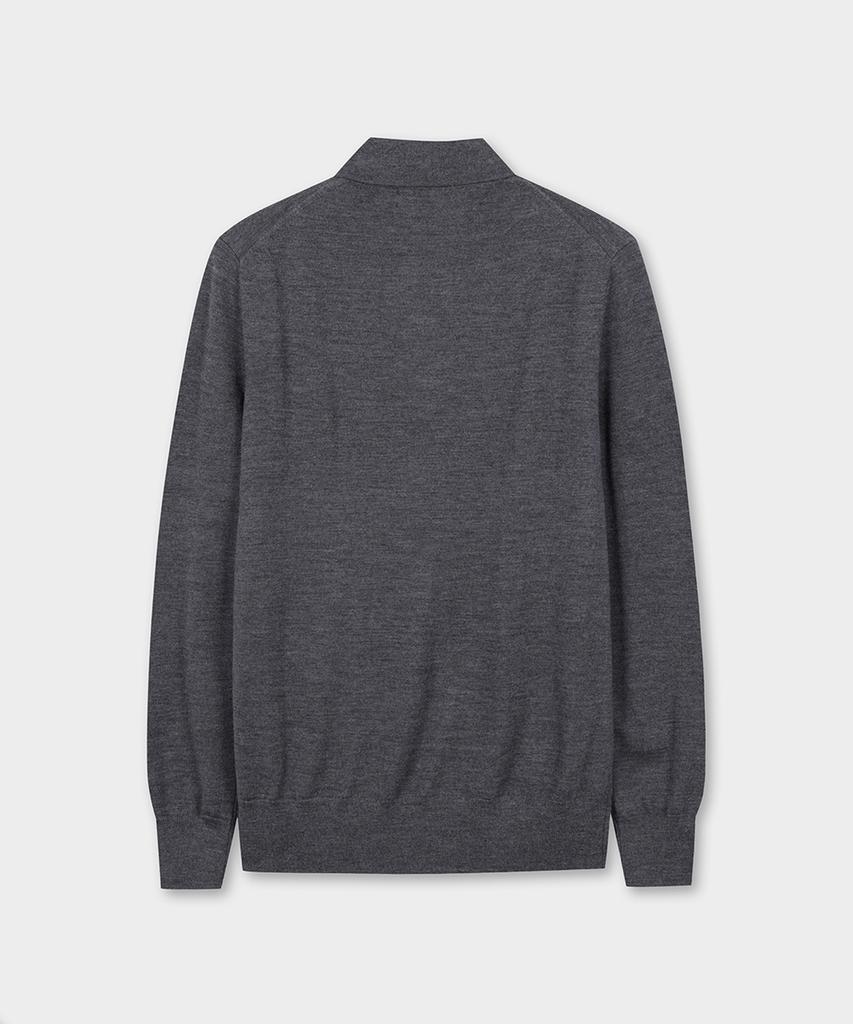BROOKS BROTHERS Merino Wool Polo Sweater (Grey) (Bbwtmf9638Wew)