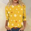 Women's Christmas Print Three-Quarter Sleeve Loose Fit Casual Neck Shirt Top
