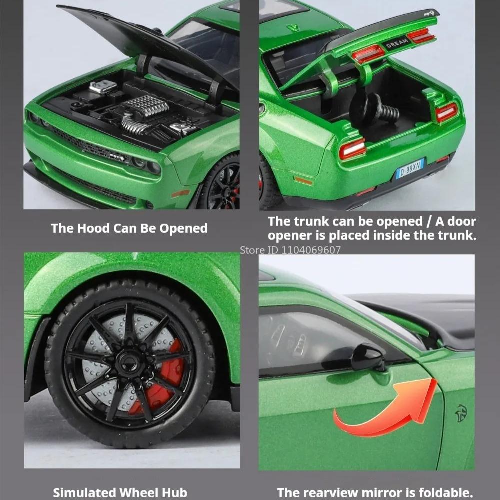 1:24 Hellcat Sports Car Model Toy Shock Absorption Pull Back Doors Opened Supercar Realistic Static Design Models Metal Toys